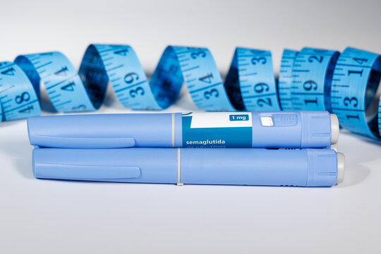 Semaglutide pens and medical tools symbolizing modern healthcare and balance