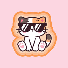 Cool Cat Wearing Sunglasses Vector Mascot