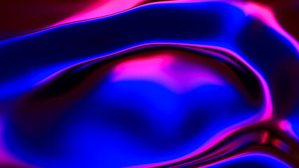 Smooth, liquid surface with neon colors. Captivating abstract background. 3d render