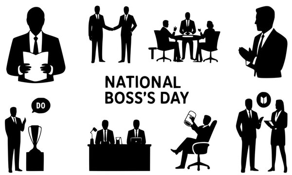 National Boss’s Day Vector Illustration Set,High-Contrast Silhouette Vectors - Powered by Adobe