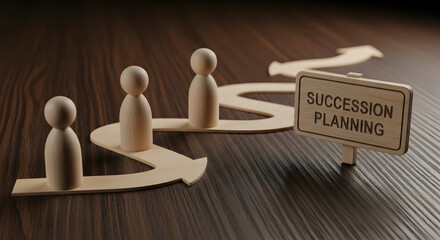 Visualize leadership transition with succession planning icons and a clear roadmap.