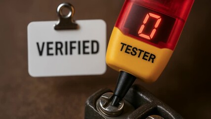 Verified tester electrical multimeter voltage zero reading verification tag for accident prevention and safety during maintenance inspection tasks