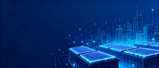    Future City Tech Building Night Scene   