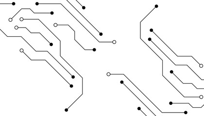 Vector Technology connected white lines and dots with electronics elements on tech bg. Digital technology futuristic internet network speed connection white background.