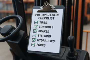 Pre operation checklist tires controls brakes steering hydraulics forks accident prevention safety maintained industrial forklift to ensure safe