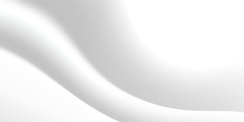 white silk fabric background with liquid ripples effect. Realistic vector illustration of gray satin cloth texture with waves and folds.