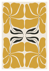 Minimalist poster with abstract art botanical composition in trendy contemporary collage style