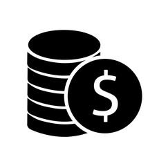 Money icon vector on white background. Coin stack icon