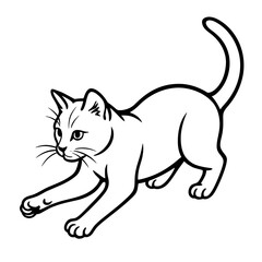 Fototapeta premium Playing cat with energetic mood, in action pose in minimalist style