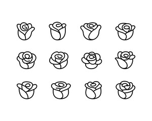 Rose Petals Vector Icon Set