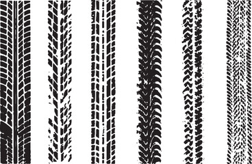 Off road tire track grunge pattern with car wheel tread marks and transportation trace texture