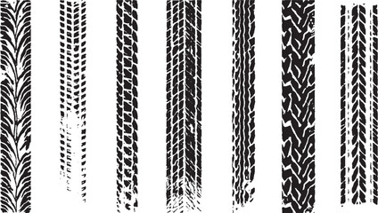Black grunge car tire track texture with detailed wheel tread patterns for off road automotive design © Bryan