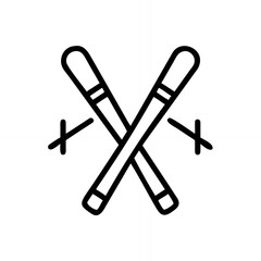 Obraz premium Skiing Adventure With Crossed Skis in a Snowy Landscape