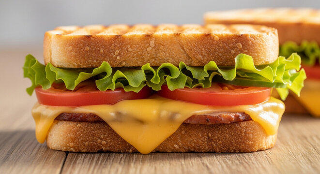 Melted Cheese Sandwich With Lettuce And Tomato - Powered by Adobe