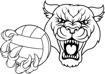 Panther Leopard Cougar Wildcat Volleyball Mascot