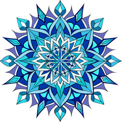 Abstract snowflake mandala pattern , white background 