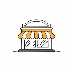 Simple Illustrated Shopfront with Orange and White Awning 1.