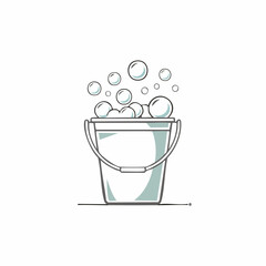 Simple Illustration of a Bucket Filled with Bubbles.