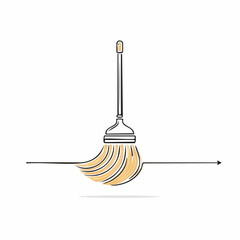 Simple Line Art Illustration of a Broom.