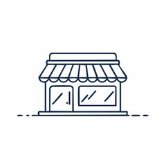 Simple Line Art Illustration of a Storefront Building.