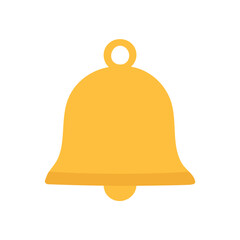 Minimal vector illustration of a golden bell. Simple holiday design for holiday news on white background.