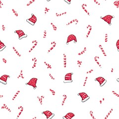 Beautiful Christmas seamless pattern illustration with festive motifs