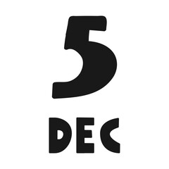 Simple vector illustration of December 5 date. Minimal holiday design for Sinterklaas.