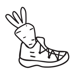 Sneaker with Carrot outline icon. Simple vector illustration. Holiday design for Sinterklaas tradition.