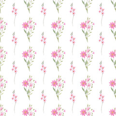 Seamless pattern, floral minimalist background with watercolor flowers. Repeat fabric wallpaper print texture. Perfectly for wrapped paper, backdrop.