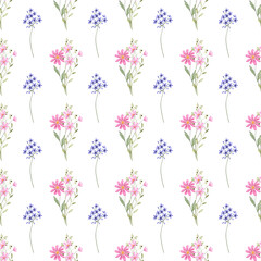 Seamless pattern, floral minimalist background with watercolor flowers. Repeat fabric wallpaper print texture. Perfectly for wrapped paper, backdrop.