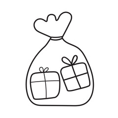 Gift Sack outline icon. Simple vector illustration. Holiday design for Sinterklaas.