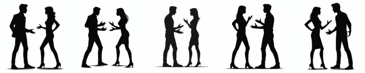 vector silhouette of conflict couple