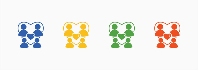 Family Icon Set Color Multiple Style Collection