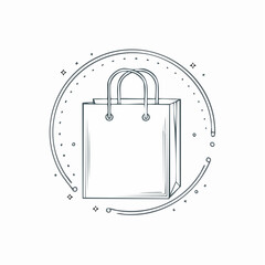 Simple Line Art Shopping Bag with Handles.