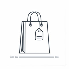 Simple Line Art Shopping Bag with Tag.