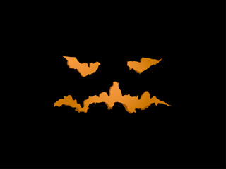 Scary Halloween Pumpkin Face on Dark Background