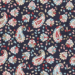 Naklejka premium Indian traditional Paisley vector seamless pattern