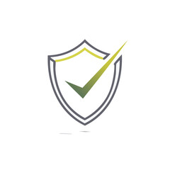 Simple Shield Icon with Green and Gray Outline.