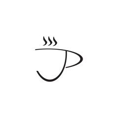 Fototapeta premium Black Coffee Cup Minimal Steam Icon