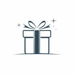 Simple Vector Illustration of a Gift Box with Bow.