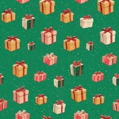 Beautiful Christmas seamless pattern illustration with festive motifs