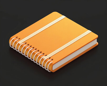 Clean Orange Notebook with Elastic Band and Spiral Binding on Dark Gray Background for Planning and Education - Powered by Adobe