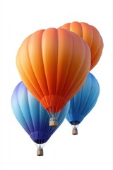 Fototapeta premium Colorful hot air balloons against clear sky: orange and blue shades