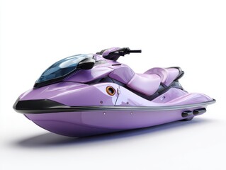 Naklejka premium Violet Jet Ski with Sleek Tank White Background
