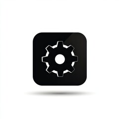 Obraz premium Minimal Black Gearshift Icon White Background