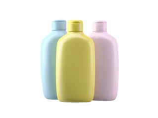 Colorful bottles on transparent background