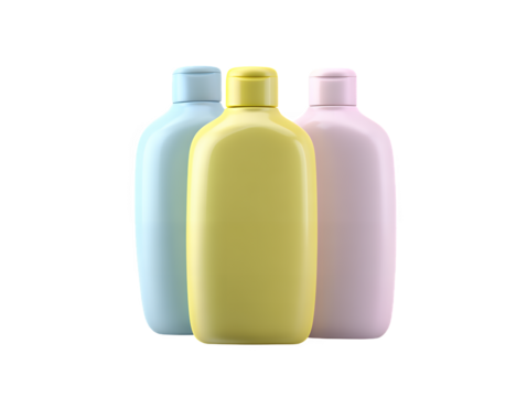 Colorful bottles on transparent background