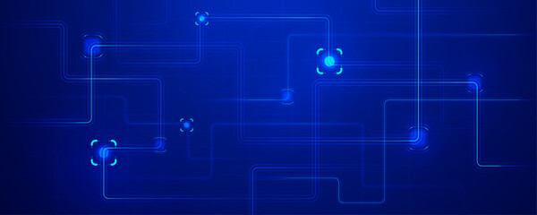 Blue circuit lines forming a technology network background