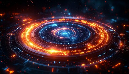 Futuristic Technology Interface Abstract Circular HUD with Glowing Lights
