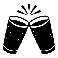 Clinking Glasses Vector | Generative AI Linocut Silhouette Design